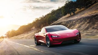 Tesla Roadster 2022 on the road