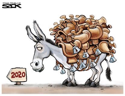 Political Cartoon U.S. 2020 Presidential election Democrats