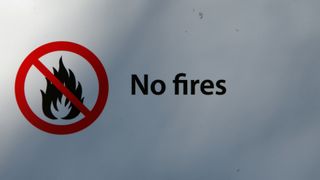 A sign prohibiting fires