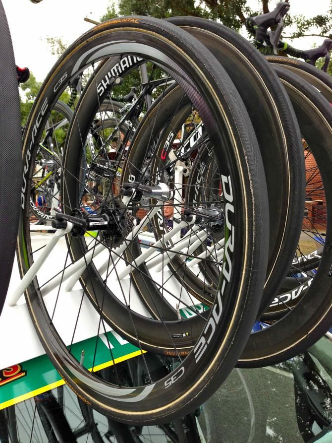 Plenty of wheel options for the Orica GreenEdge team today