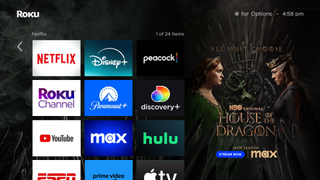 "House of the Dragon' being promoted on Roku home screen