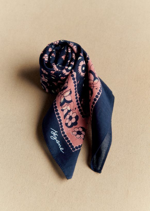 Gaston Scarf - Navy Vintage Flowers - Organic Cotton - Sézane