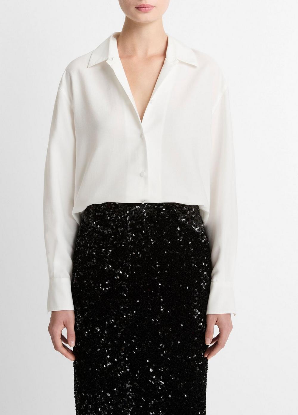 Refined Twill Covered-Button Shirt