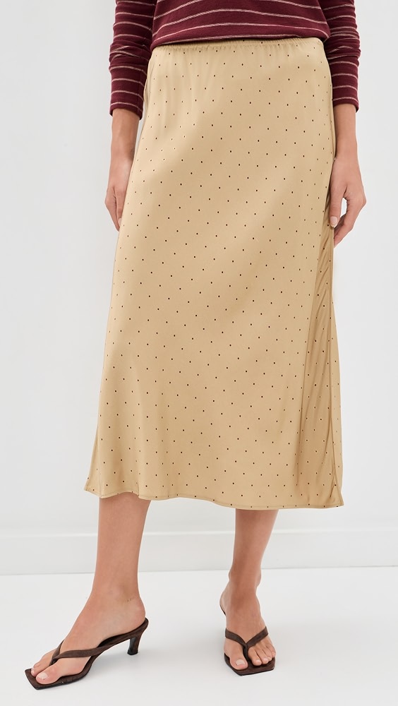 Grid Dot Pull on Slip Skirt - Oak Buff/black Rose