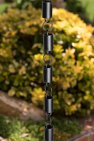 Monarch Rain Chains 18108 Aluminum Cylinder Rain Chain, 8-1/2 Feet Length Replacement Downspout for Gutters, Black Powder Coated