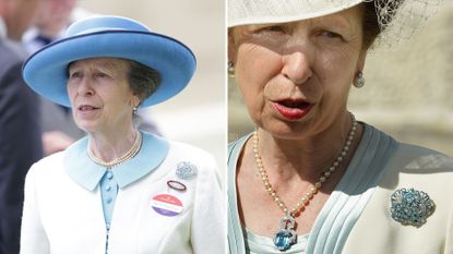 Princess Anne wore the aquamarine pinecone brooch, taken from a historic tiara 