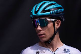 Team Astanas Columbian rider Miguel Angel Lopez looks on before the start of the 17th stage of the 2022 La Vuelta cycling tour of Spain a 1623km race from Aracena to the Monasterio de Tentudia monastery in Calera de Leon on September 7 2022 Photo by JORGE GUERRERO AFP Photo by JORGE GUERREROAFP via Getty Images