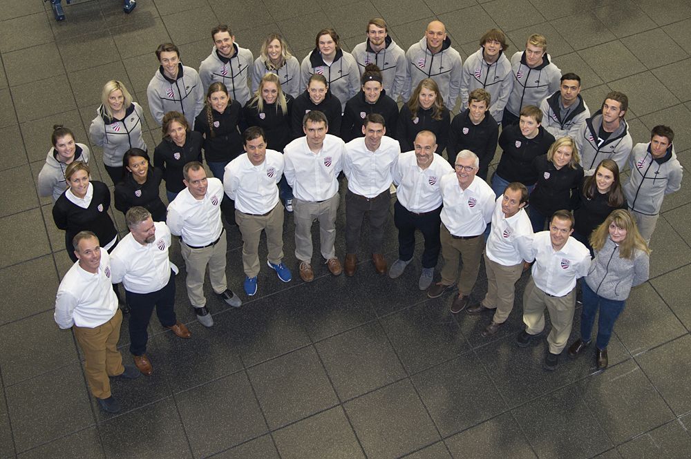 USA Cycling's national team members and staff pose for a group photo.