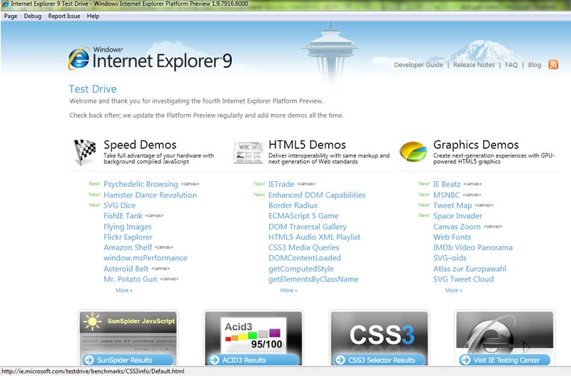 There are nine new demos showcasing IE 9&rsquo;s performance and features