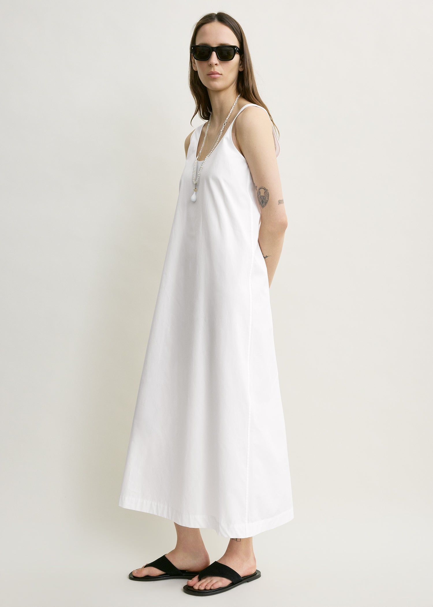 Scoop Poplin Dress White - 30