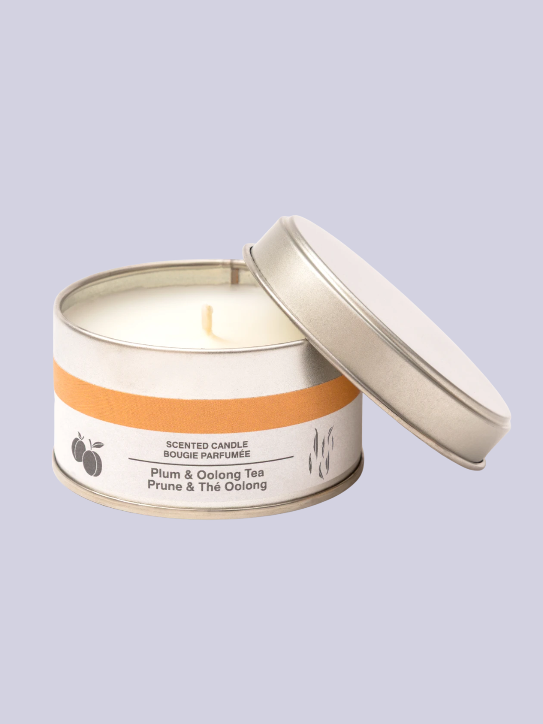 A tinned plum and oolong tin candle from MUJI
