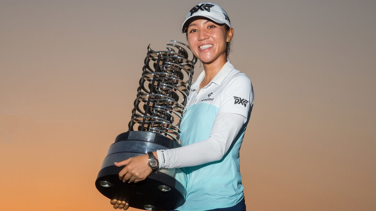 Lydia Ko with the trophy after winning the 2021 Aramco Saudi Ladies International