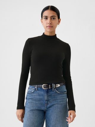 Gap Modern Rib Cropped Mockneck Shirt