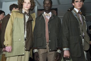Male modelling jackets from Dunhill's collection