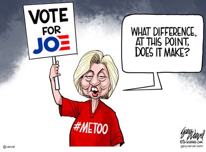 Political Cartoon U.S. Hillary Clinton Joe Biden endorsement metoo