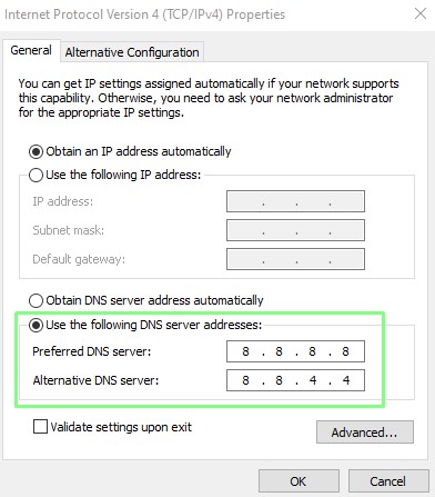 Change DNS Server in Windows