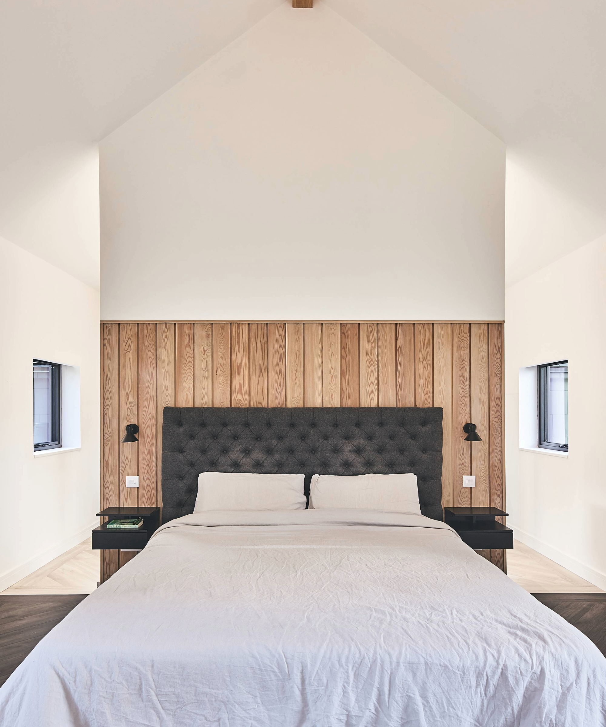 Headboard idea with partition wall