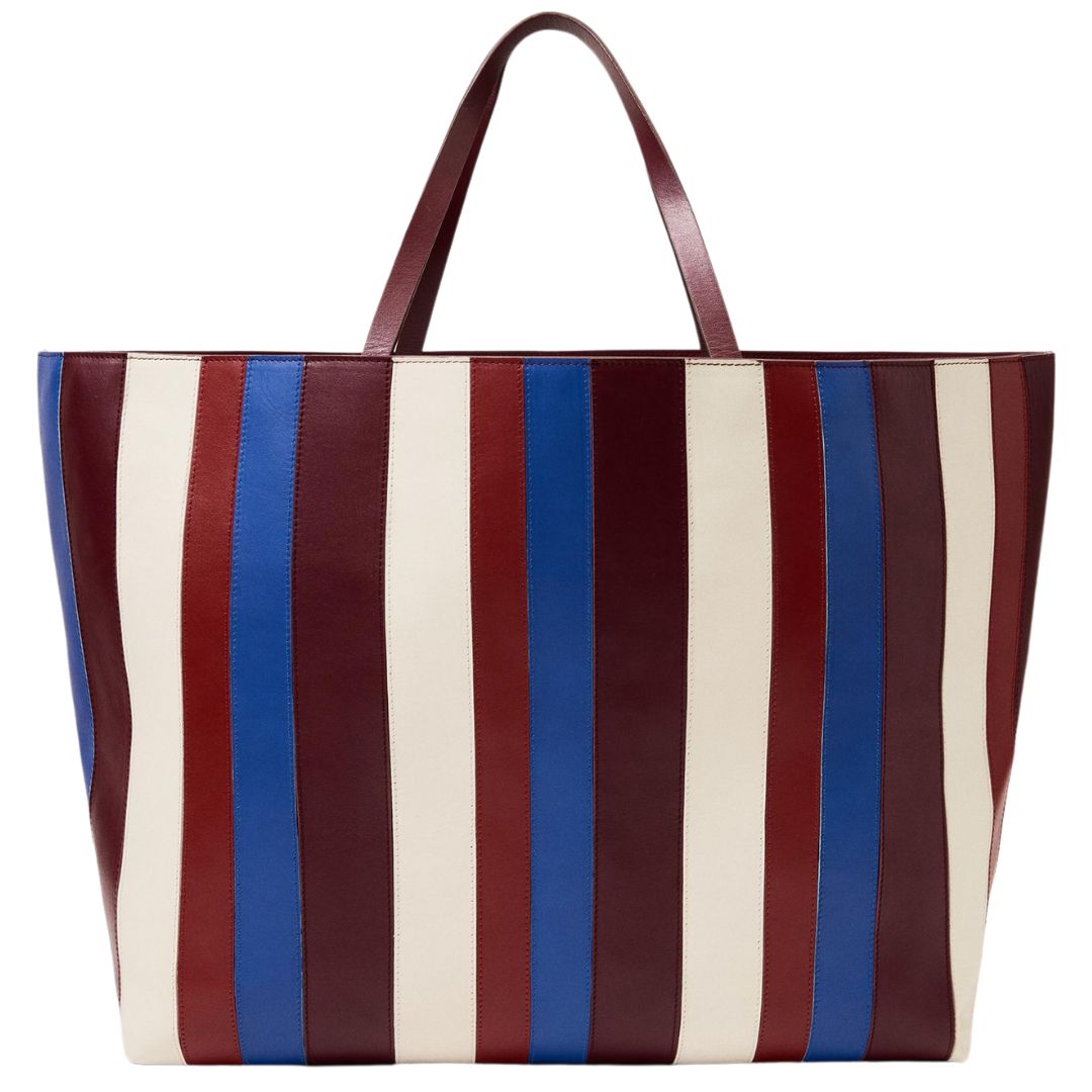 Zara Leather Stripe Maxi Shopper