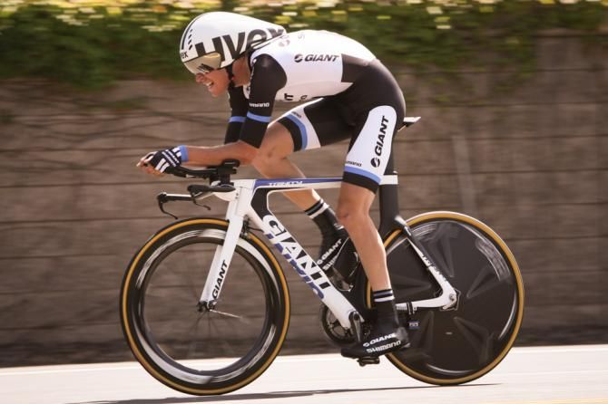 Chad Haga (Giant-Shimano) putting in a good ride to round out the top ten