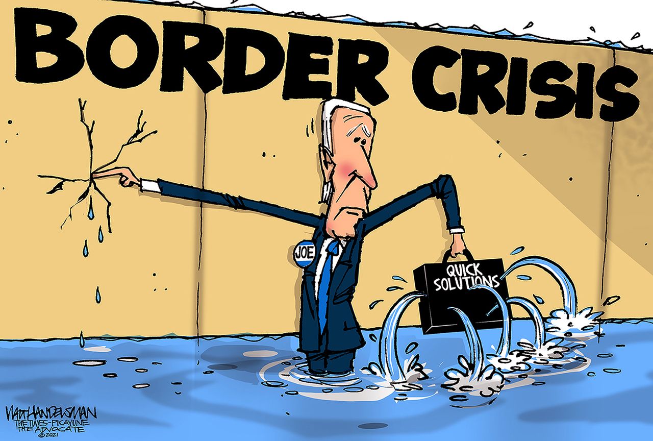 Political Cartoon U.S. biden border crisis