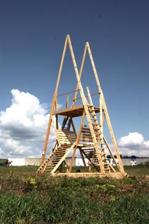 Wooden structure in triangular shape