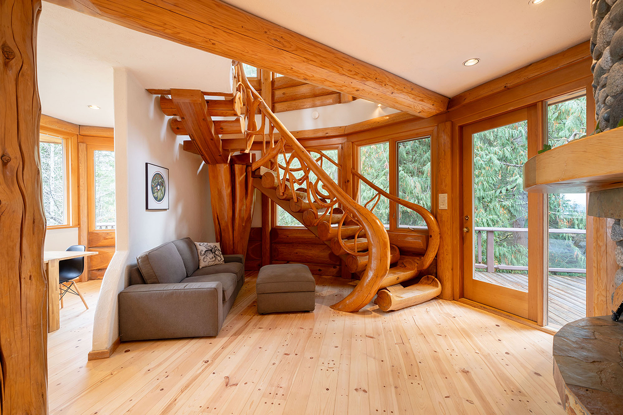 Wooden curved staircase