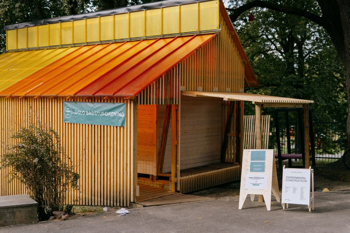 vibrant orange sauna 