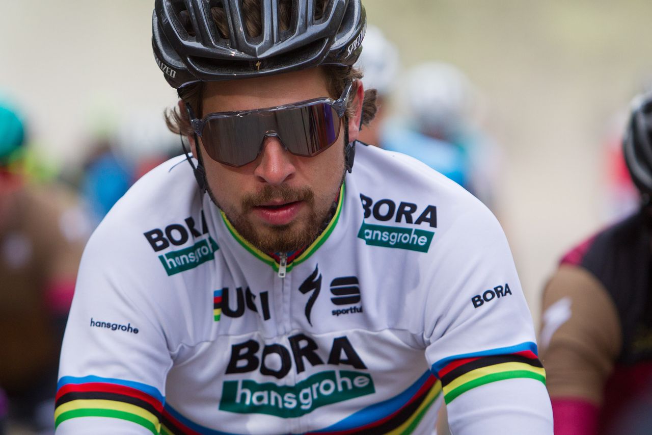 Peter Sagan rides at the front of the Sagan Fondo on May 5, 2018, in Truckee, California.