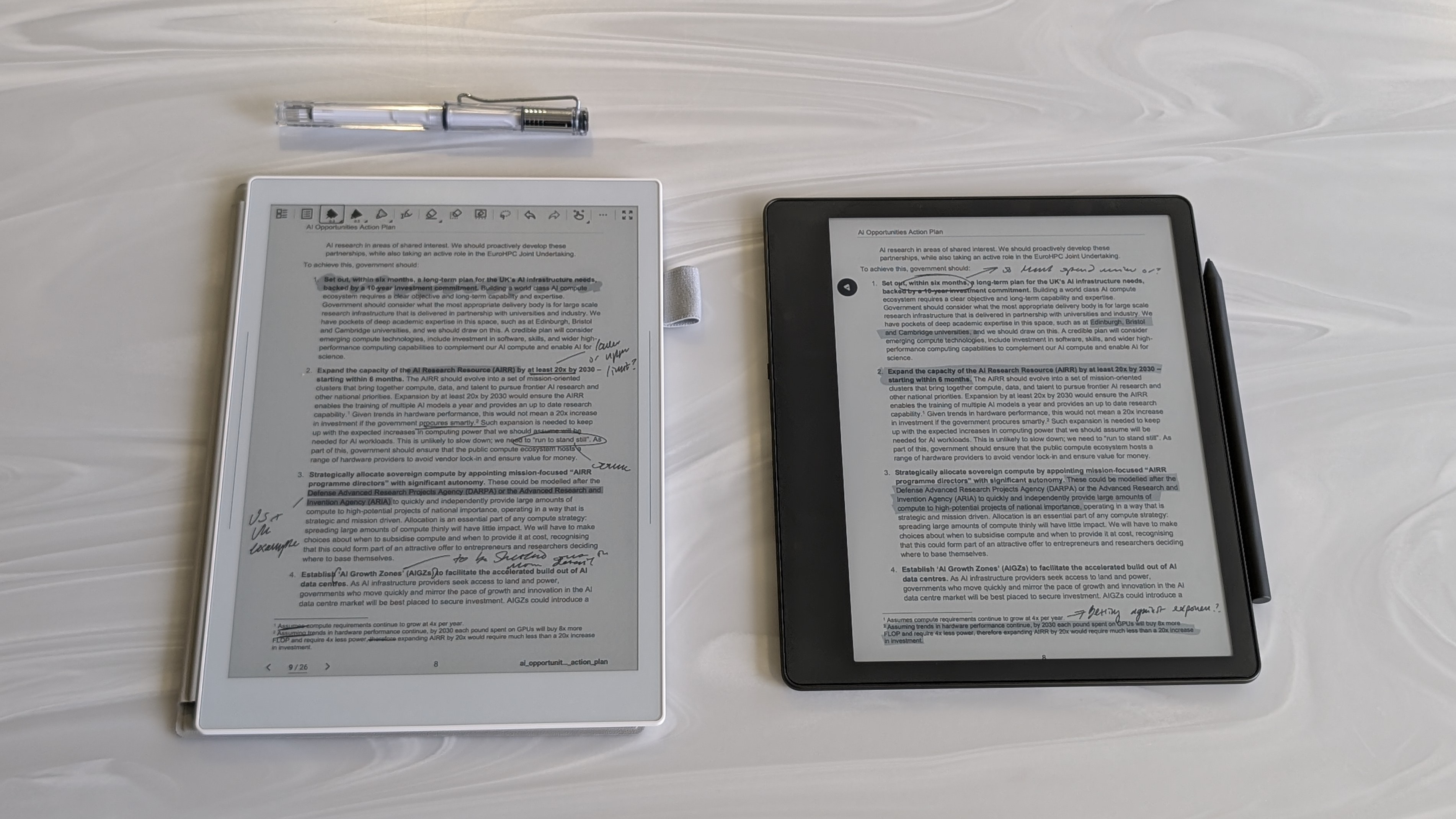 the Supernote A5 X2 Mantra next to the Kindle Scribe