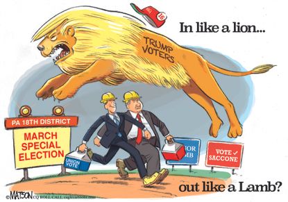 Political cartoon U.S. Pennsylvania special election congress Conor Lamb Rick Saccone