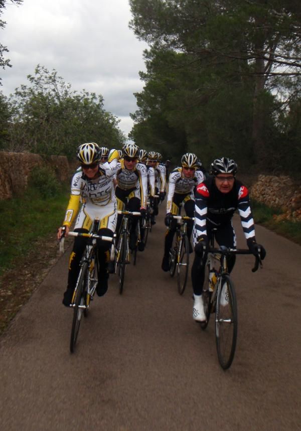 Evelyn Stevens (right) leads the HTC-Columbia pack