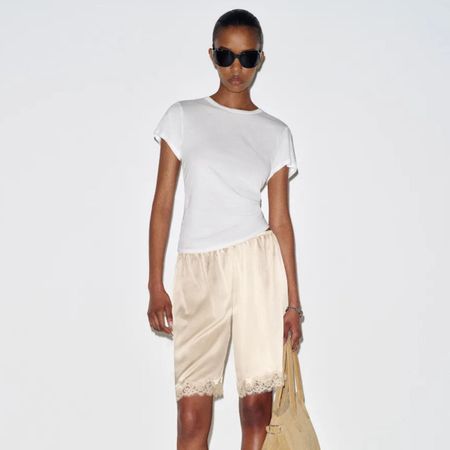Reformation satin shorts