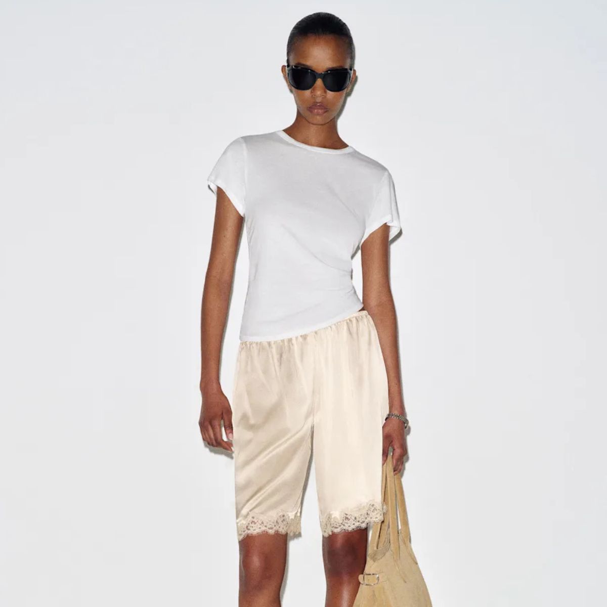 Reformation satin shorts