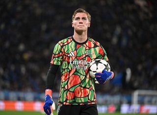 Jack Porter of Arsenal before the UEFA Champions League 2024/25 League Phase MD1 match between Atalanta BC and Arsenal FC at Stadio di Bergamo on September 19, 2024 in Bergamo, Italy.