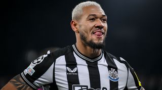 PARIS, FRANCE - NOVEMBER 28: Joelinton of Newcastle United FC gestures during the UEFA Champions League match between Paris Saint-Germain and Newcastle United FC at Parc des Princes on November 28, 2023 in Paris, France. (Photo by Harry Langer/DeFodi Images via Getty Images)