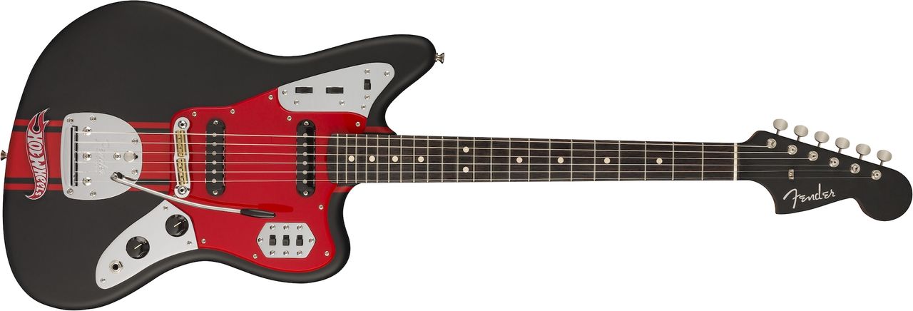 Fender Rip Rod Jaguar, Black with Red Competition Stripes