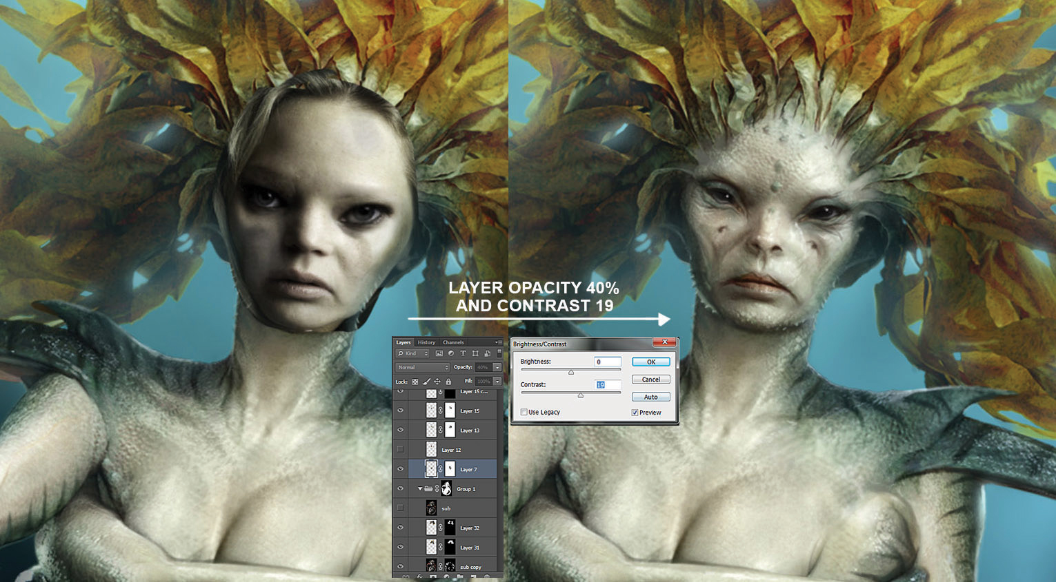 Subtle details such as skin tone can be enhanced by photo-bashing