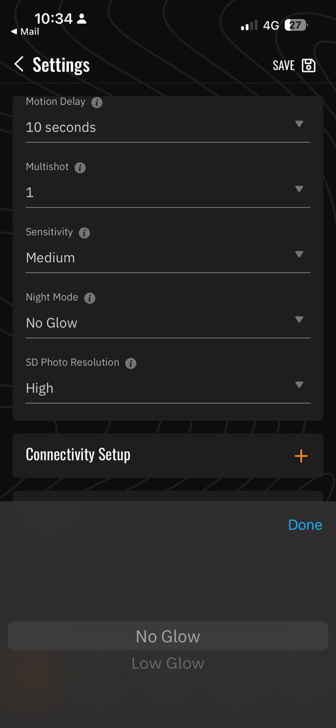 Screenshots from the Spypoint trail camera smartphone app