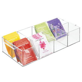 Clear tea caddy with 8 compartments 