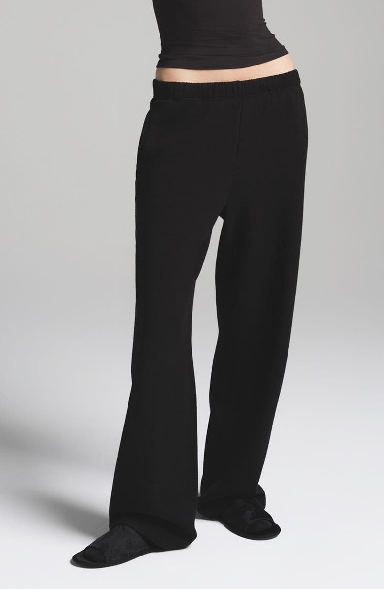 Cotton Fleece Blend Classic Straight Leg Pants