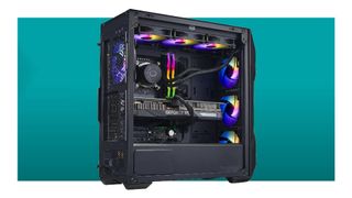 A Cooler Master TD5 Pro gaming PC on a blue background