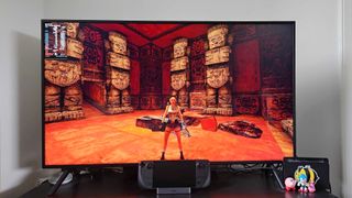 Tomb Raider Remastered on Steam Deck connected to Samsung TV