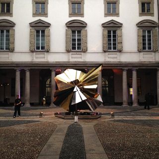 A beautiful, unique metal sculpture celebrating the historic Milanese fashion label
