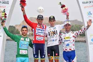 Overall winner Rafael Valls with fellow Tour of Oman jersey winners Louis Meintjes, Andrea Guardini and Jef Van Meirhaeghe.