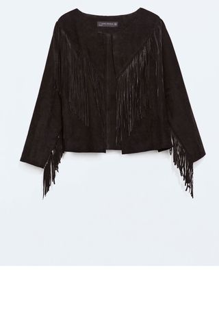 Zara Fringed Leather Jacket, £129