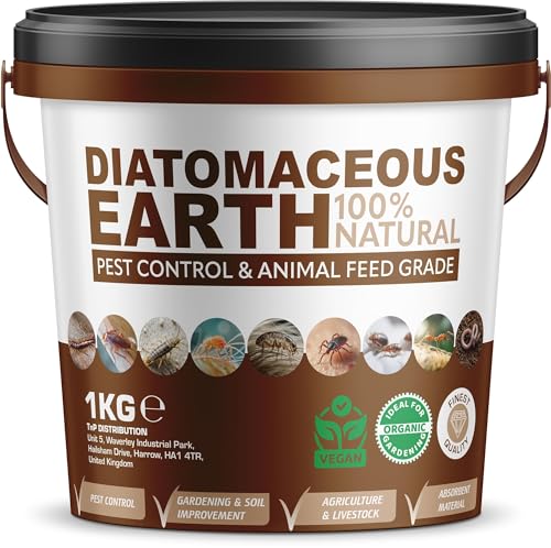 Diatomaceous Earth Powder Bucket Duster Pest Control Natural Insecticide Powder Bed Bug Killer, Mites Flea &amp;amp; Tick, Ant Killer, Crawling Insect Solution Non-Toxic De Feed Grade (1kg)