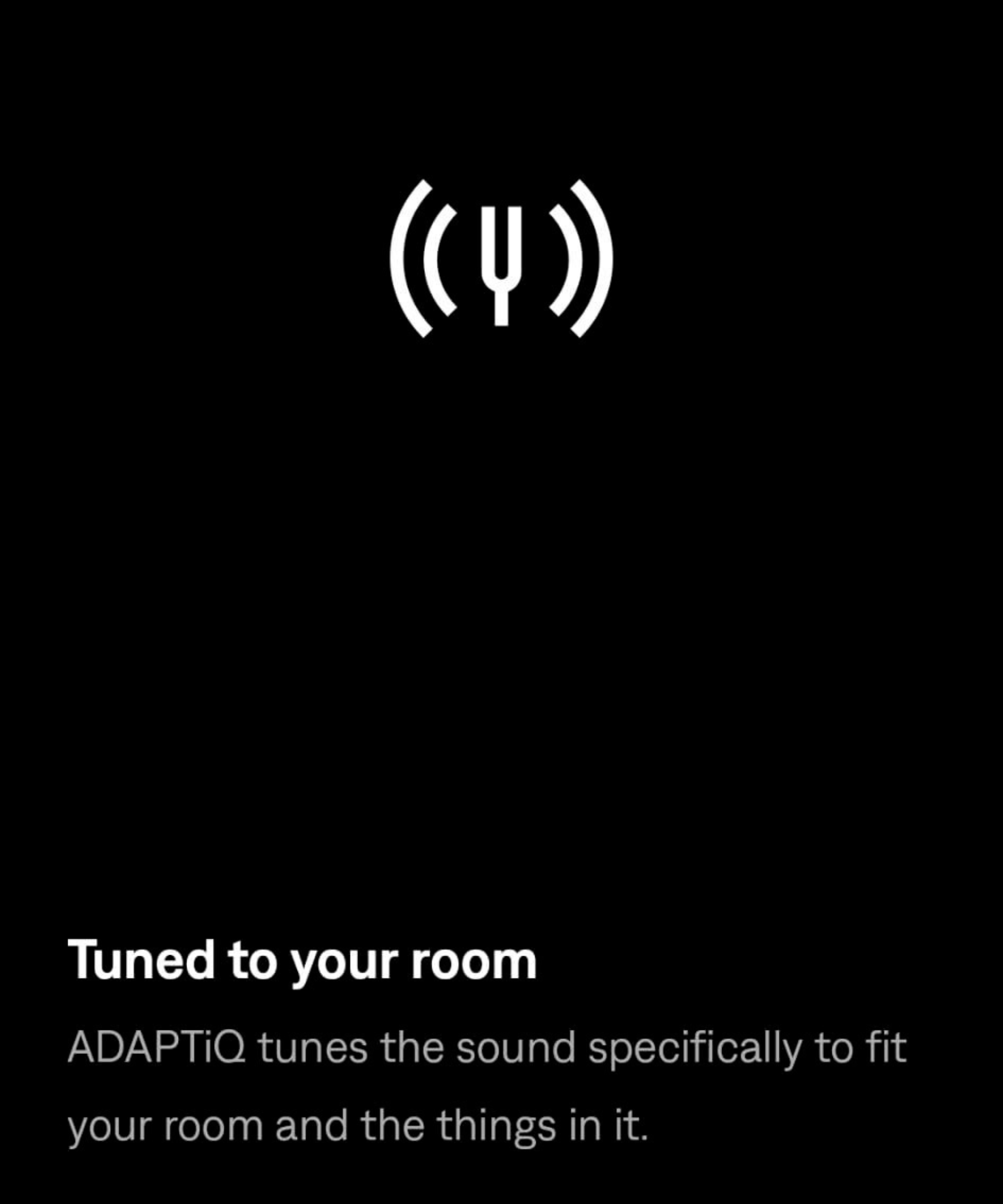 Cropped screenshot of the ADAPTiQ setup screen for the Bose Smart Ultra Soundbar in the Bose app.