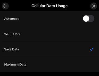 The Netflix app cellular data usage screen, with Save Data turned on.