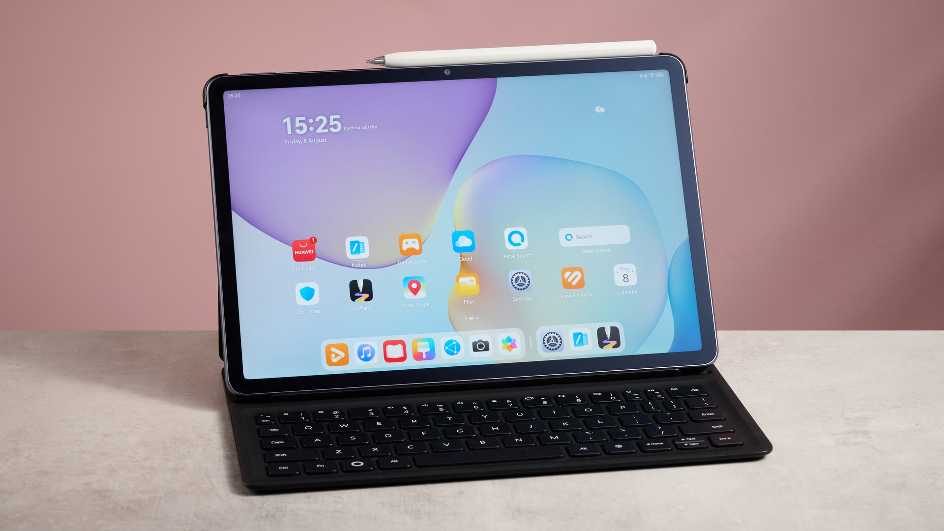 Huawei MatePad 11.5 against pink background