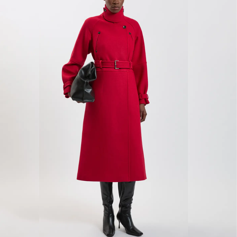red wool coat